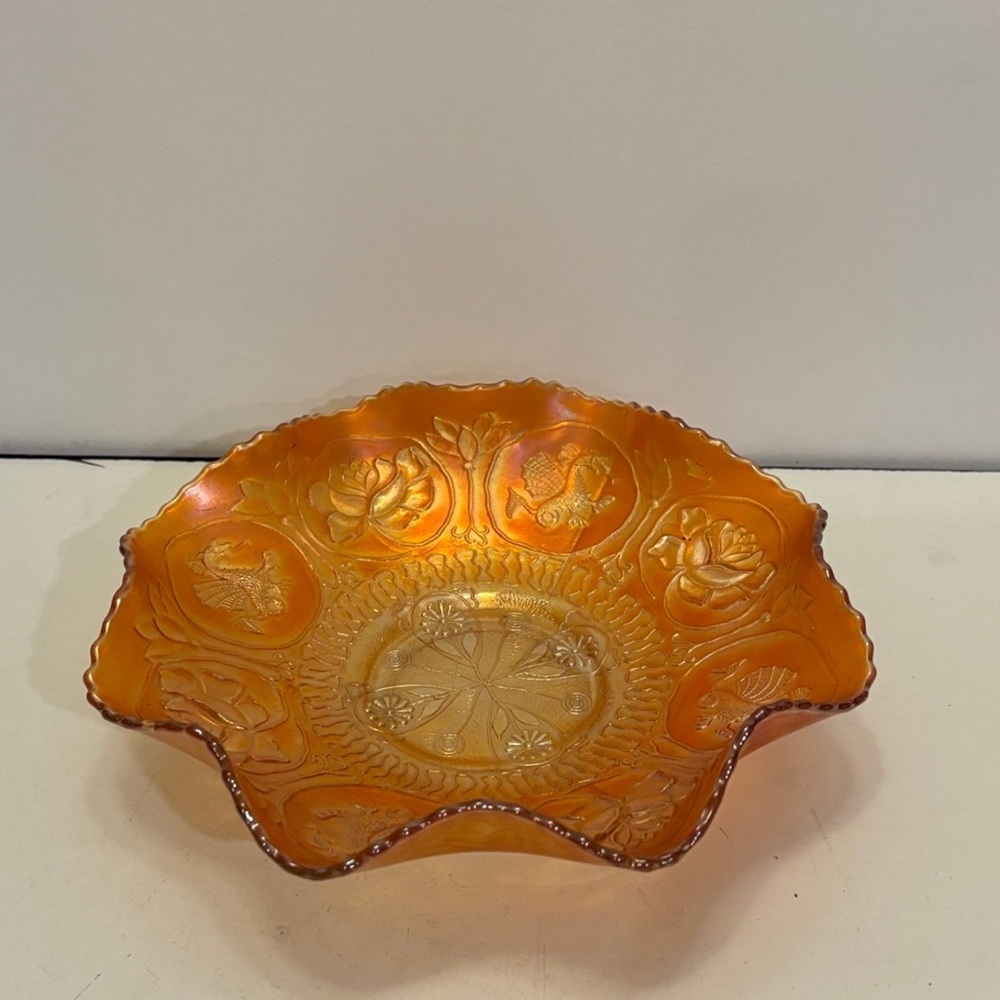 Carnival Glass Master Bowl - Marigold Dragon & Lotus Design by Fenton